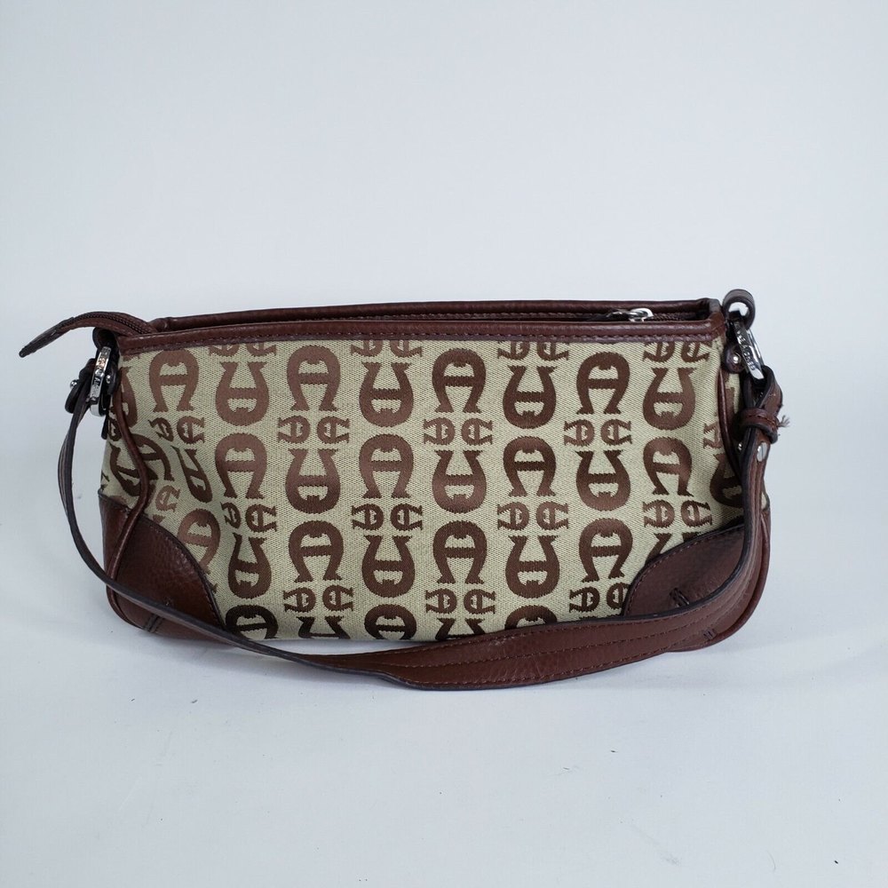 Etienne Aigner Handbag Purse Brown Buckle Logo Under Arm Minimalist - Picture 2 of 10
